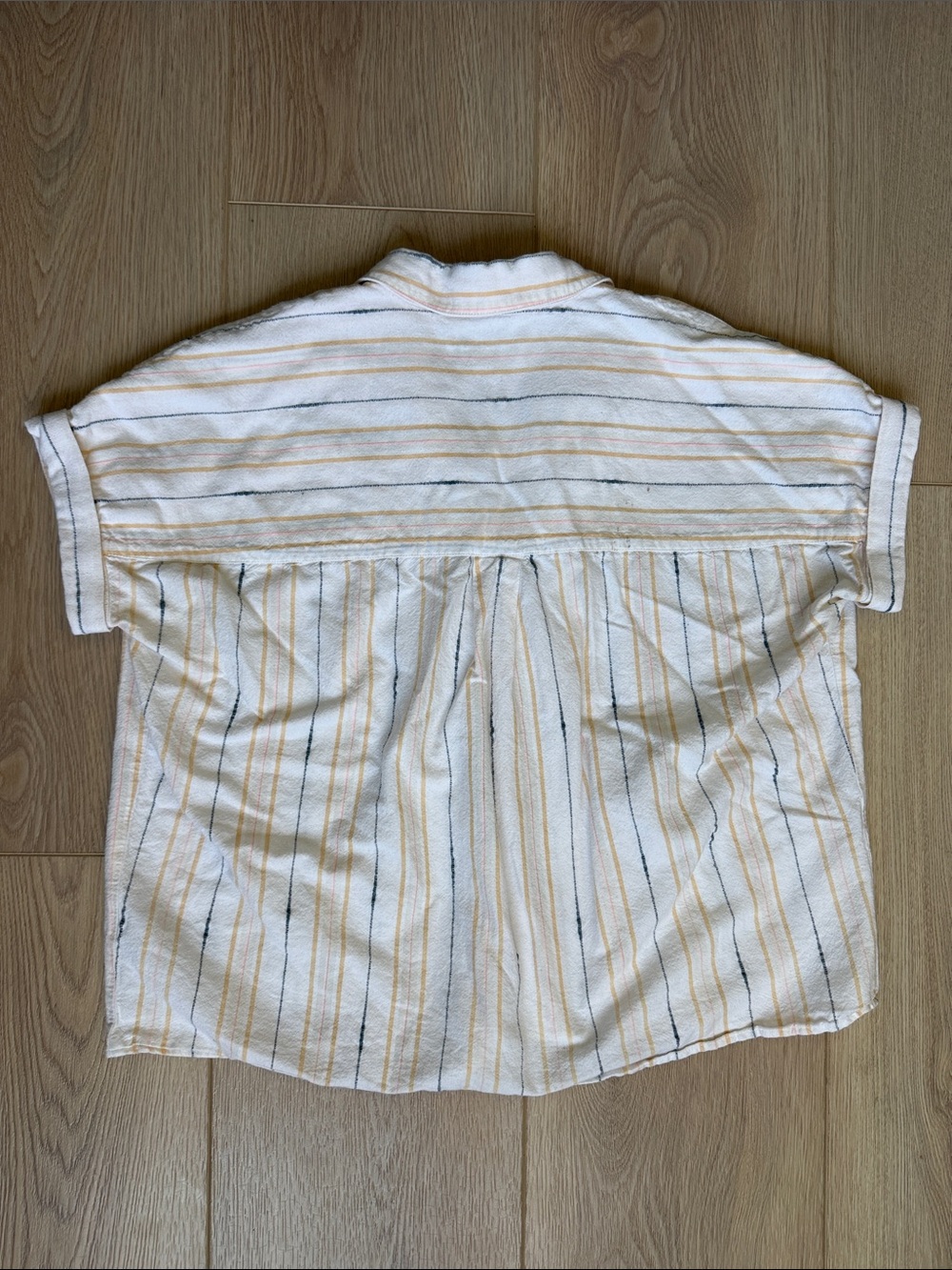 Madewell Park Popover Shirt in Textured Stripe Cotton Short Sleeve Split Neck S - Picture 7 of 13